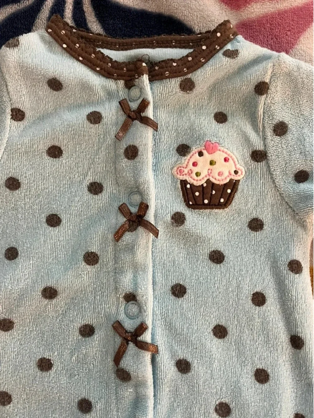 Carter’s Newborn Polka Dot Cupcake Footed Sleeper with Bows